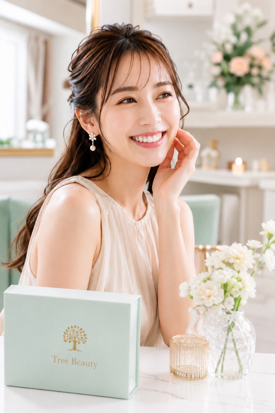 Tree Beautyのサロンで微笑む女性