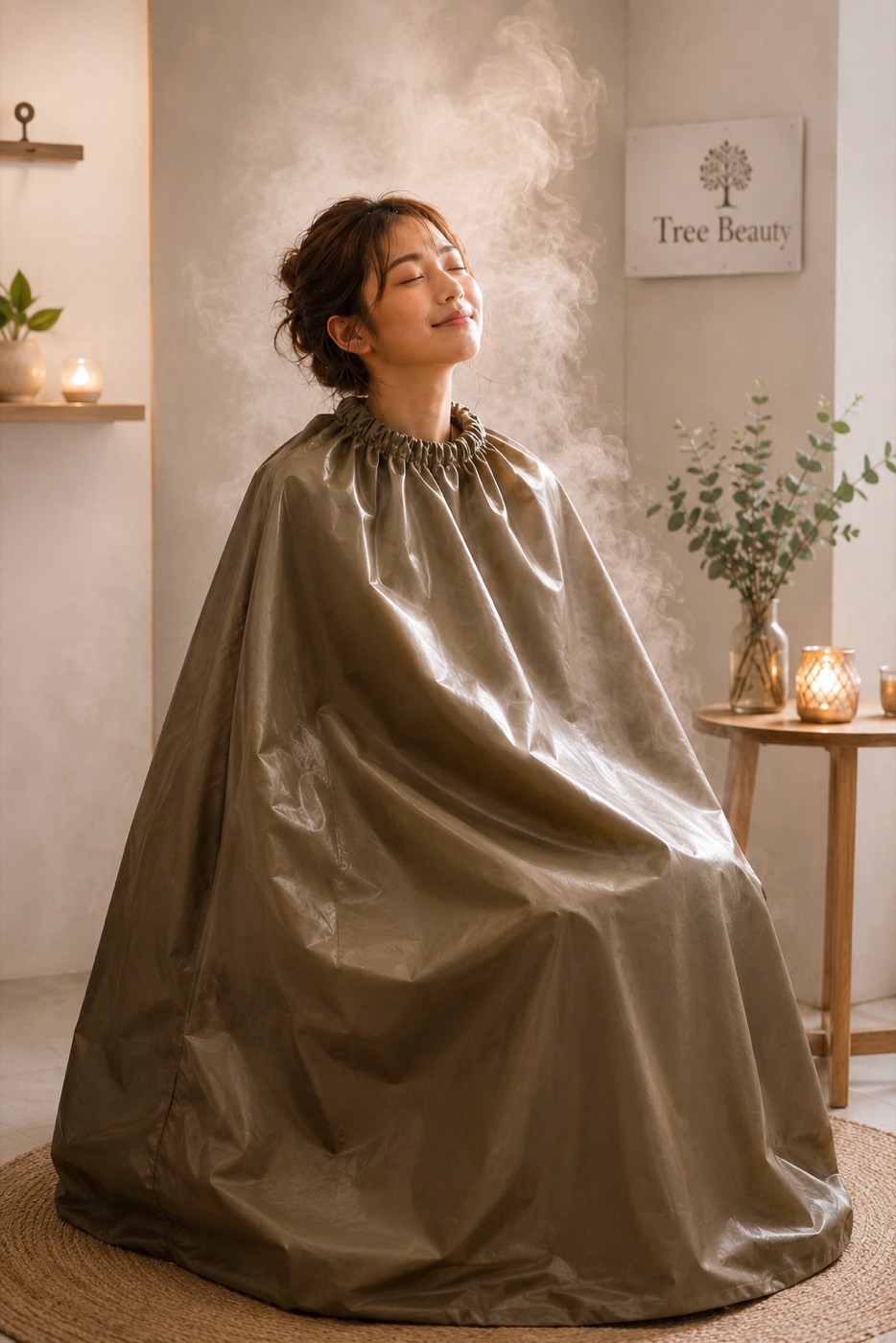 よもぎ蒸しを受ける女性のイメージ
